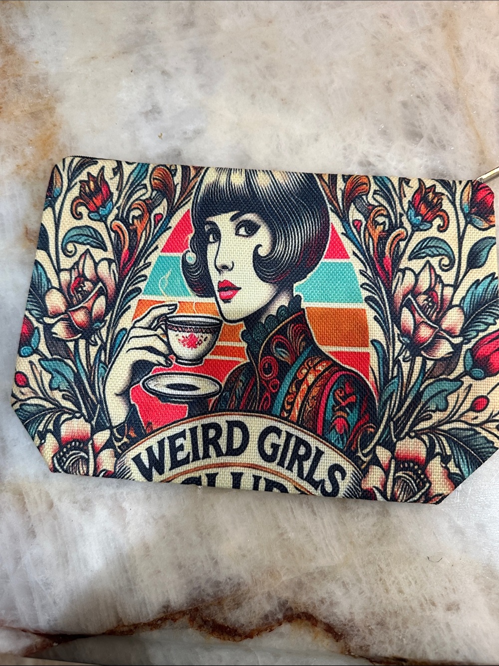 Weird Girls Club Multi-Color Printed Cosmetic Pouch